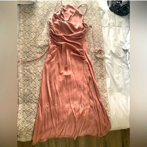 Sexy satin dress with side slit